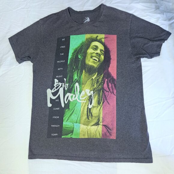 Bob Marley Graphic T Shirt Free The People With Music We Come Fron Trench Town - Picture 1 of 5